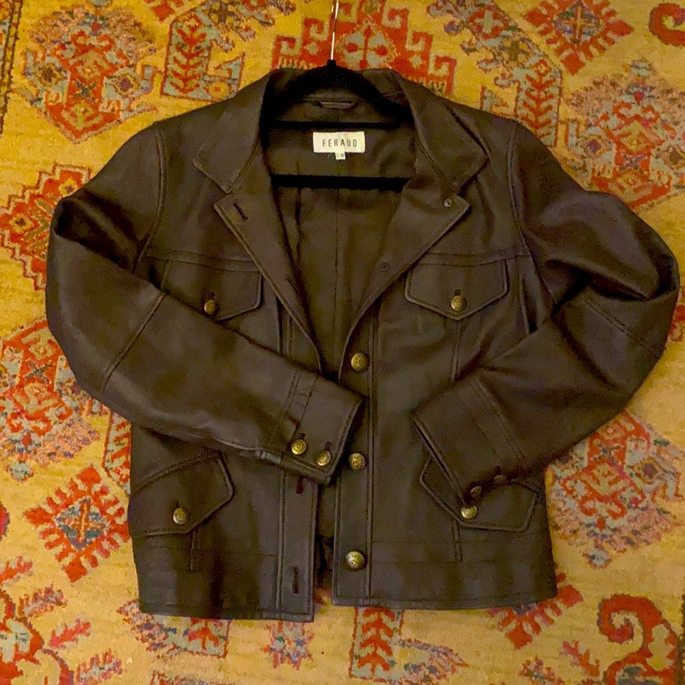 Brown leather Féraud jacket